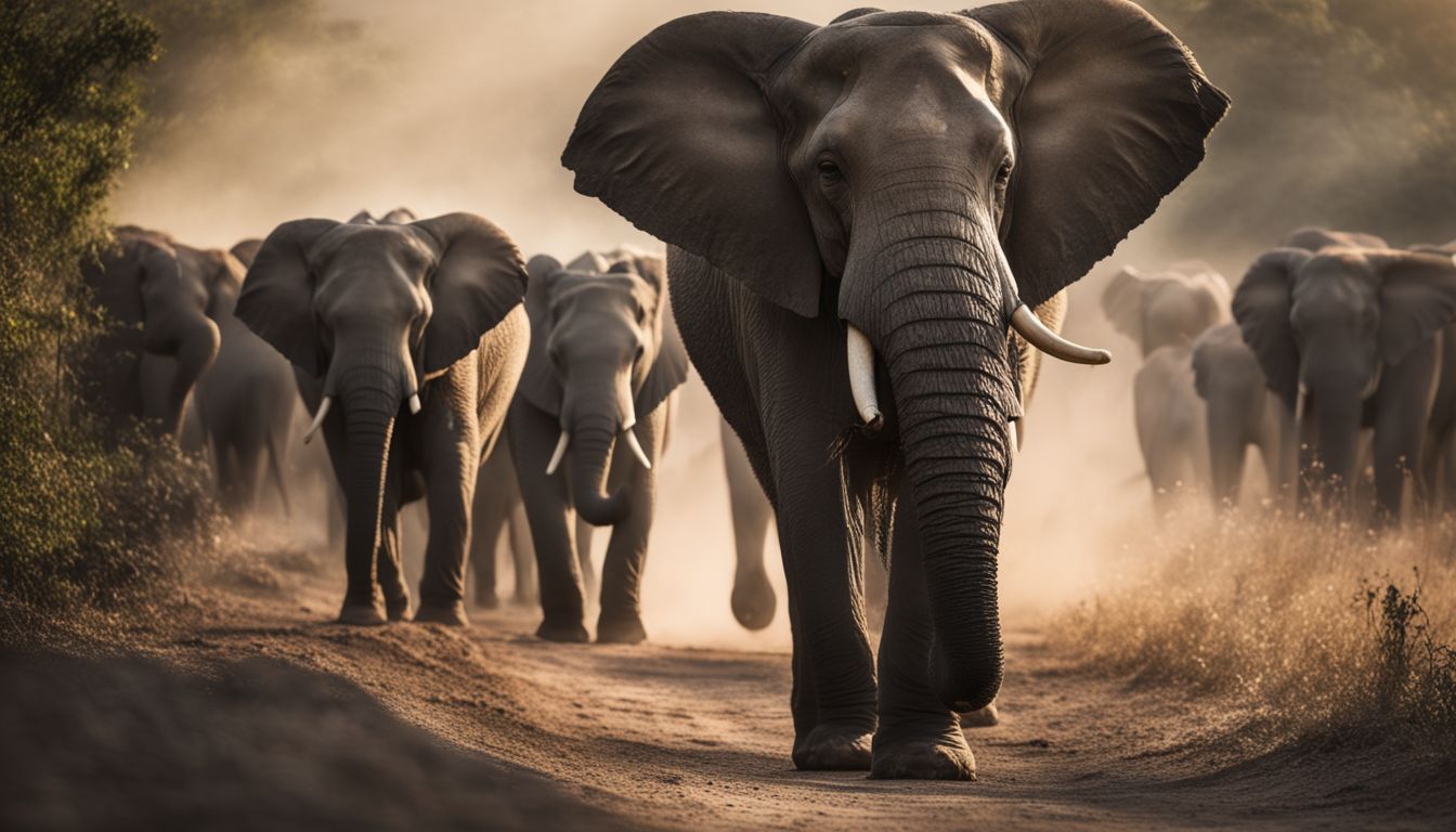 A herd of elephants roaming in their natural habitat. A herd of elephants roaming in their natural habitat.
