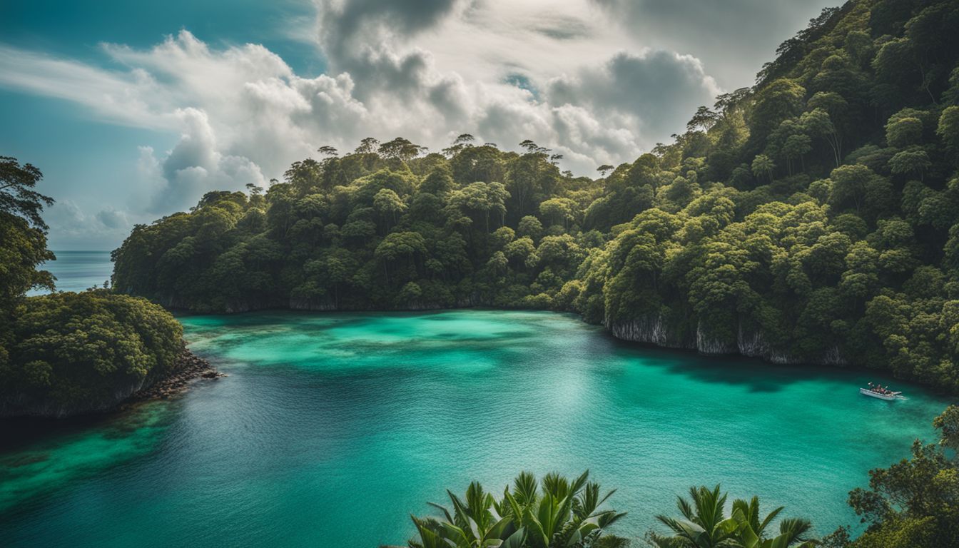 An idyllic tropical island with diverse flora and fauna. An idyllic tropical island with diverse flora and fauna.