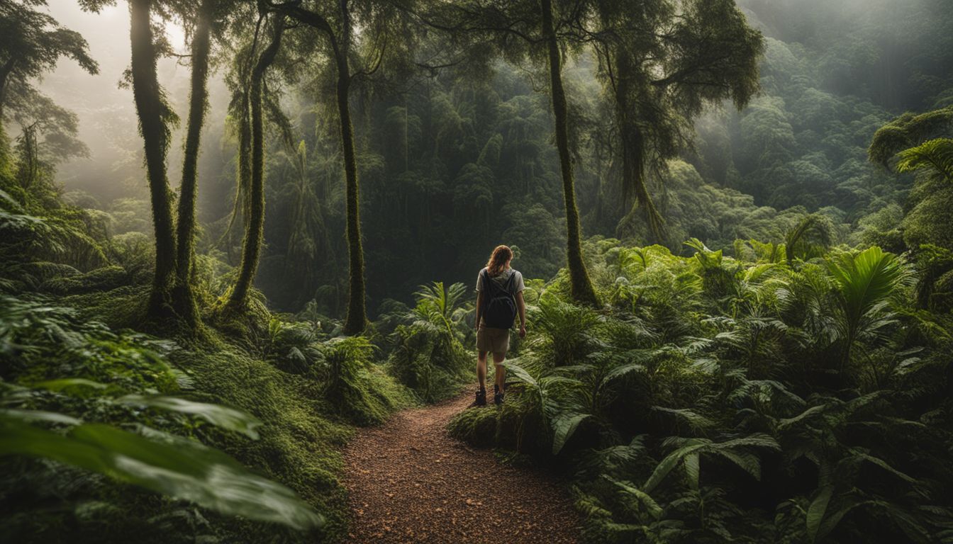 A vibrant rainforest teeming with diverse wildlife and lush vegetation. A vibrant rainforest teeming with diverse wildlife and lush vegetation.