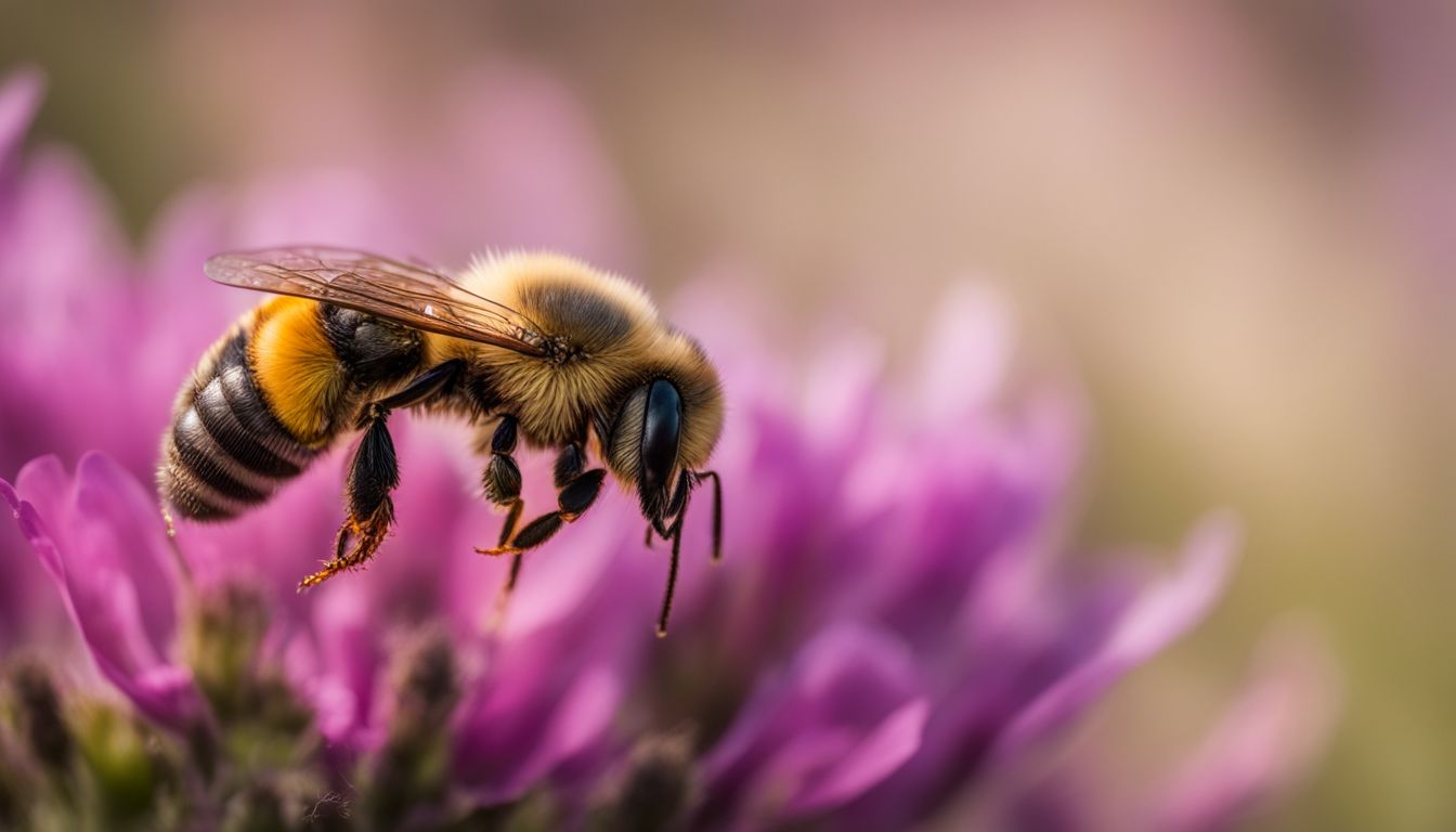 A solitary bee pollinating a wilting flower in a pesticide-laden field. A solitary bee pollinating a wilting flower in a pesticide-laden field.
