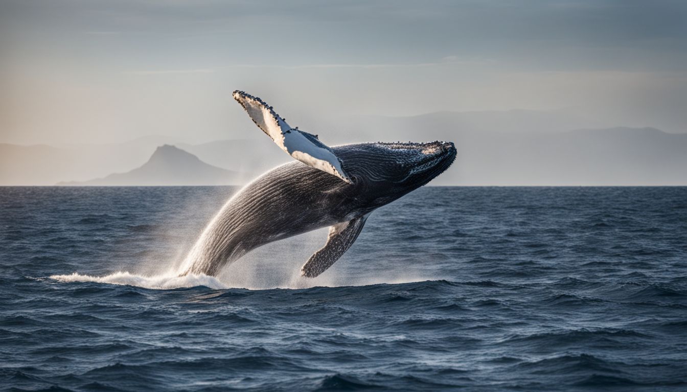 A humpback whale breaching in the open ocean captured in stunning detail. A humpback whale breaching in the open ocean captured in stunning detail.