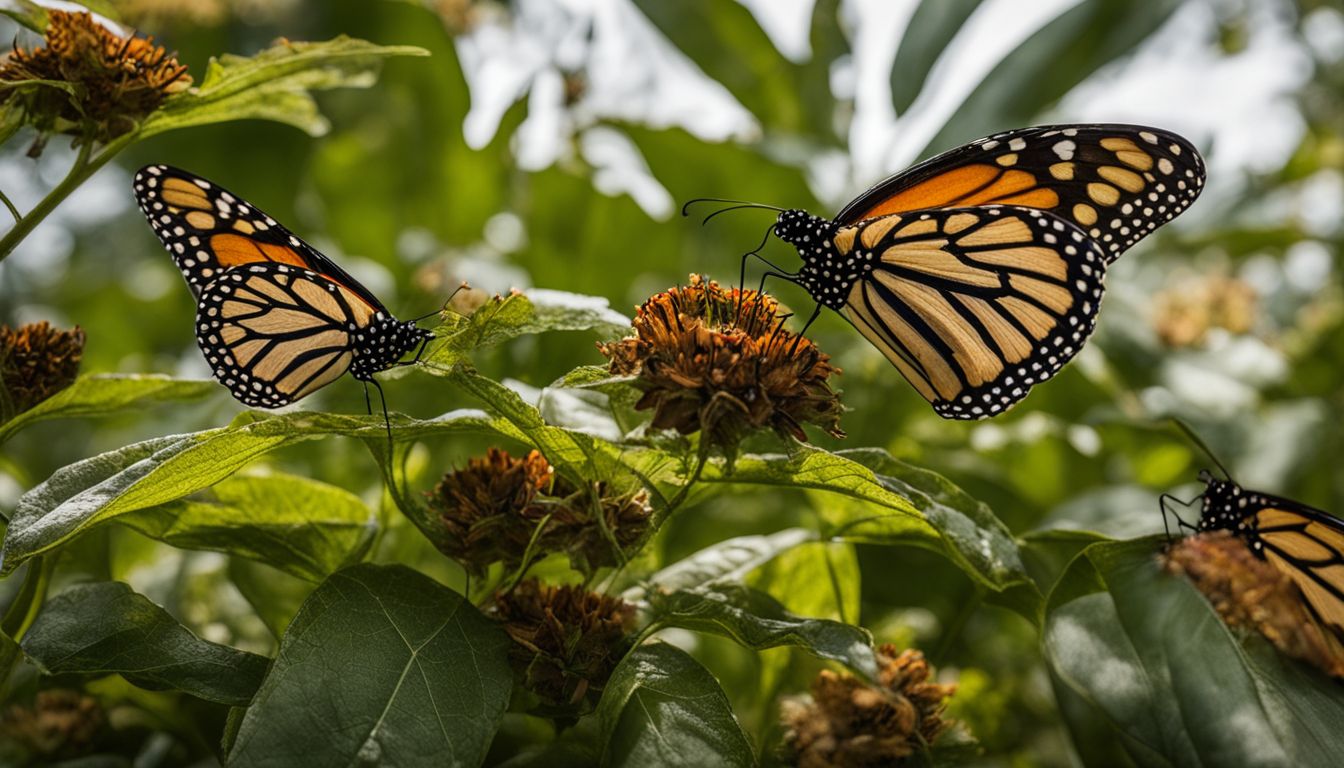 Monarch butterflies migration in vibrant garden, diverse photography styles. Monarch butterflies migration in vibrant garden, diverse photography styles.
