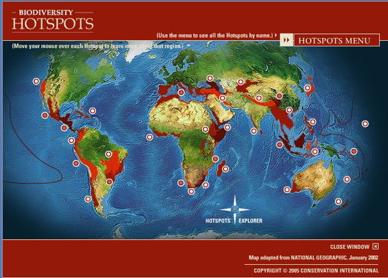 Map of Biodiversity Hotspots